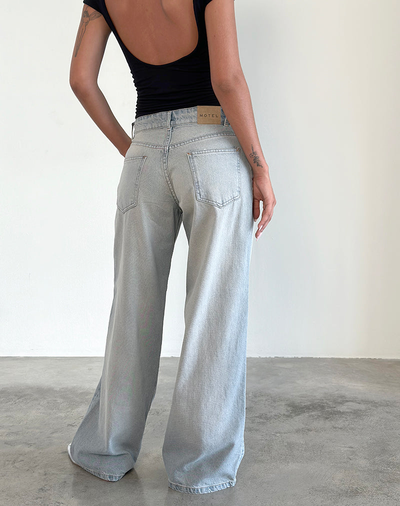 Immagine di Roomy Jeans extra larghi a vita bassa in sabbia Bleach Extreme