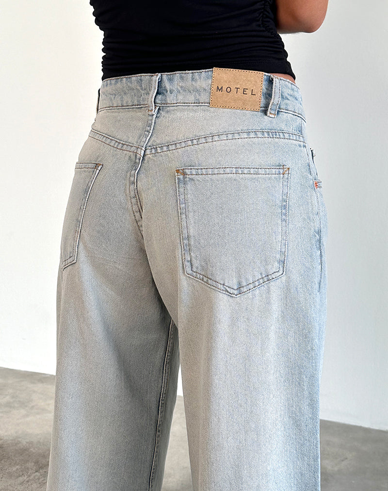 Immagine di Roomy Jeans extra larghi a vita bassa in sabbia Bleach Extreme