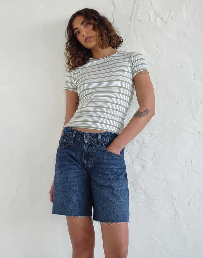 Pantaloncini larghi a vita bassa in blu medio usati