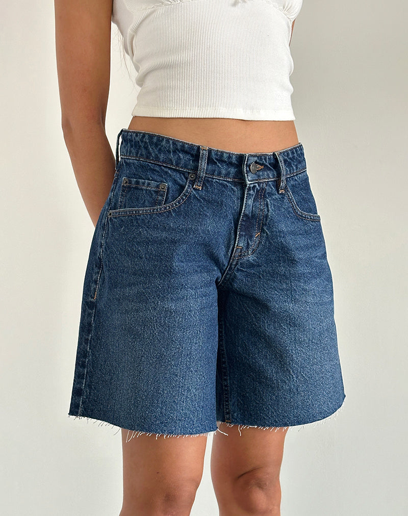 Pantaloncini larghi a vita bassa in blu medio usati