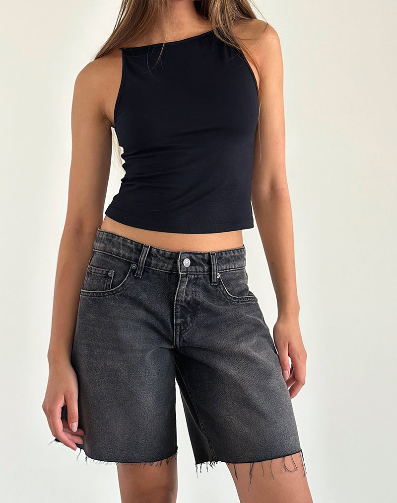 Immagine di Roomy Low Rise Jorts in nero lavato Grigio