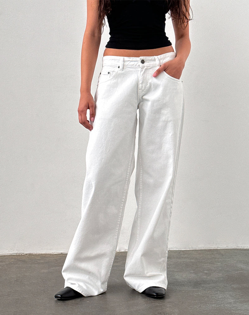 Immagine di Jeans larghi a vita bassa in vero bianco