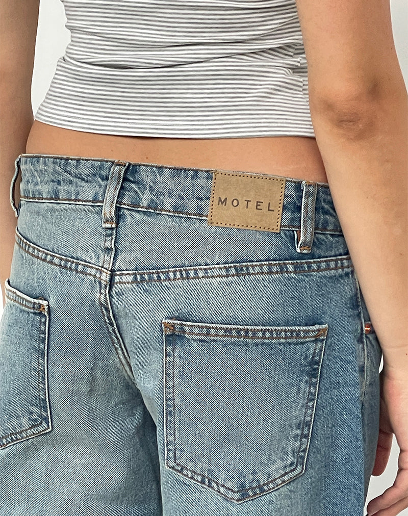 Jeans larghi a vita bassa in Vintage Bleach