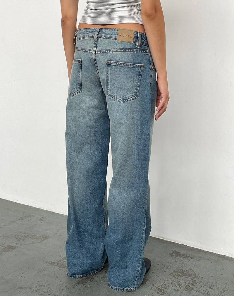 Immagine di Jeans larghi a vita bassa in Vintage Bleach