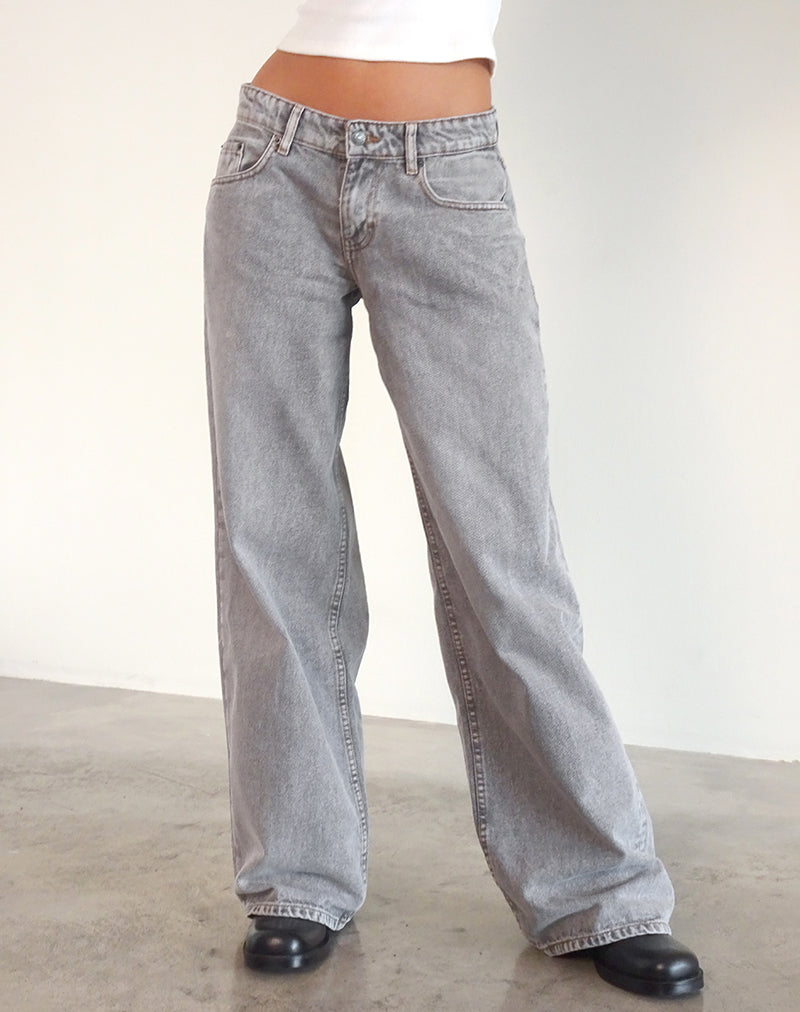 Jeans larghi extra a vita bassa in lavaggio grigio