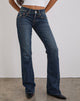 Immagine di Jeans a vita bassa con cuciture ritorte in tinta blu medio