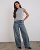 Immagine di Jeans larghi a vita bassa in blu vintage verde