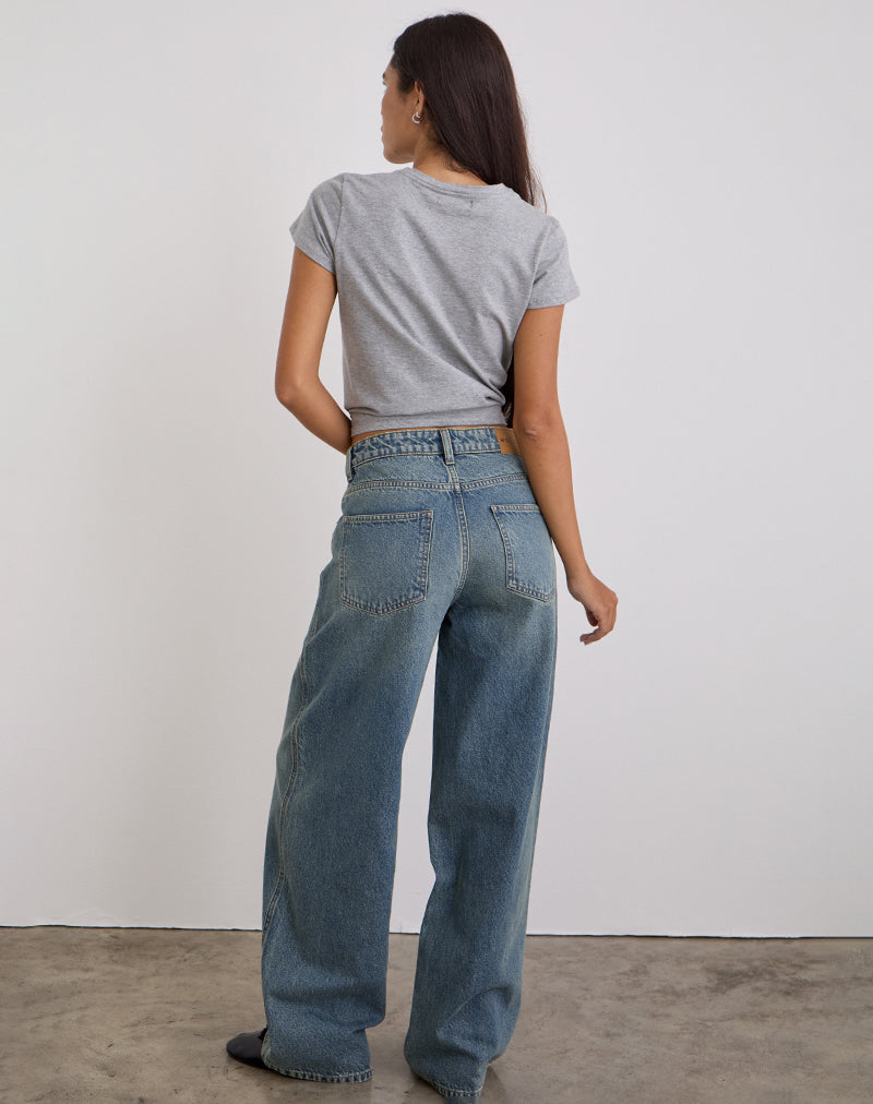 Immagine di Jeans larghi a vita bassa in blu vintage verde