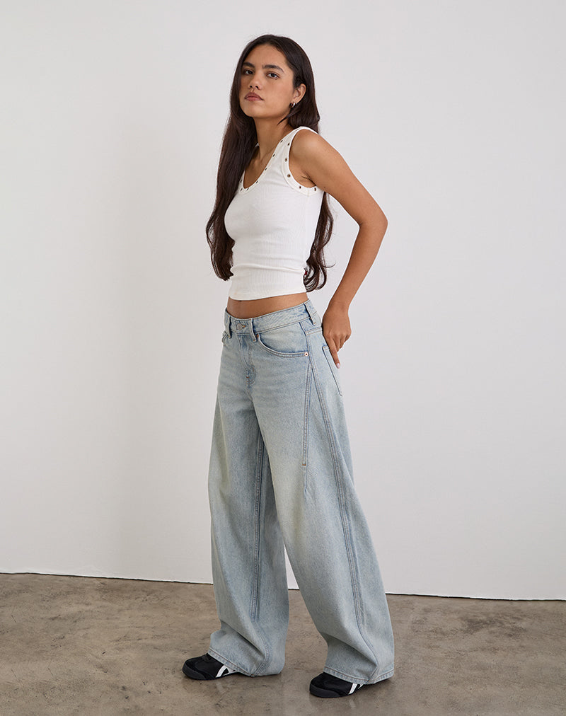 Jeans larghi e poco spessi con lavaggio blu Breeze