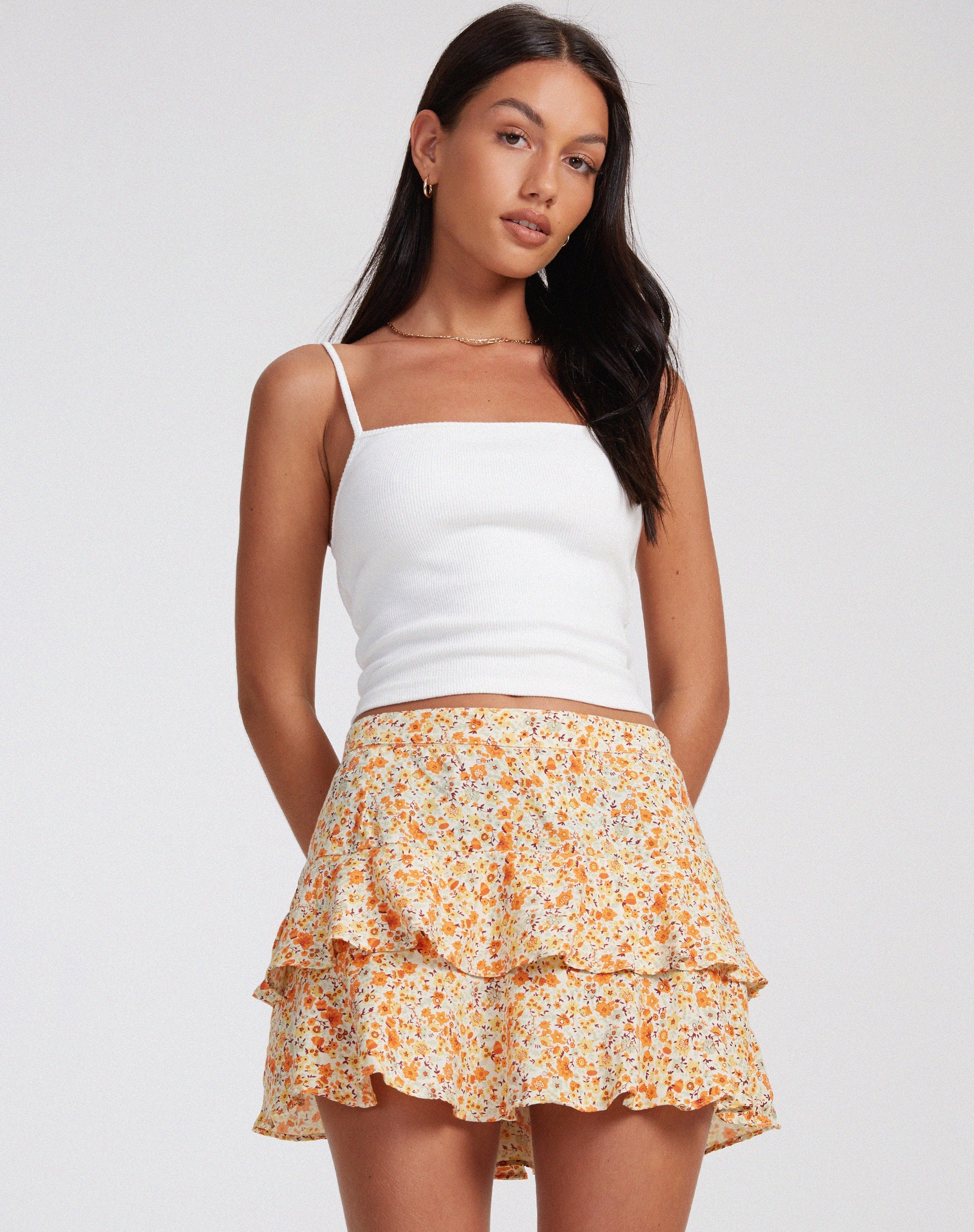 immagine della minigonna Lowisa in Ditsy Tangerine