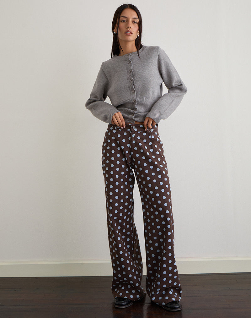 Image of Low Rise Roomy Trouser in Mono Polka Brown