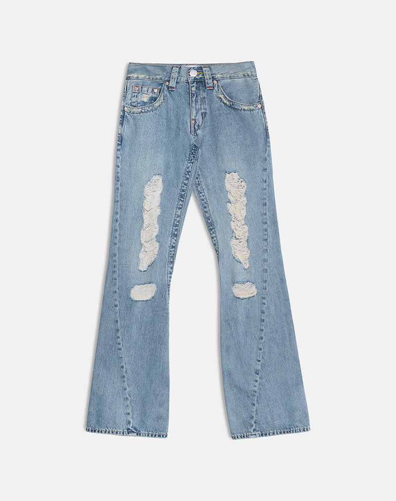 Immagine di Low Rise Twisted Seam Ripped Jean in True Blue