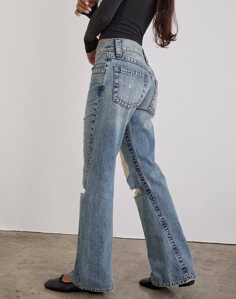 Immagine di Low Rise Twisted Seam Ripped Jean in True Blue