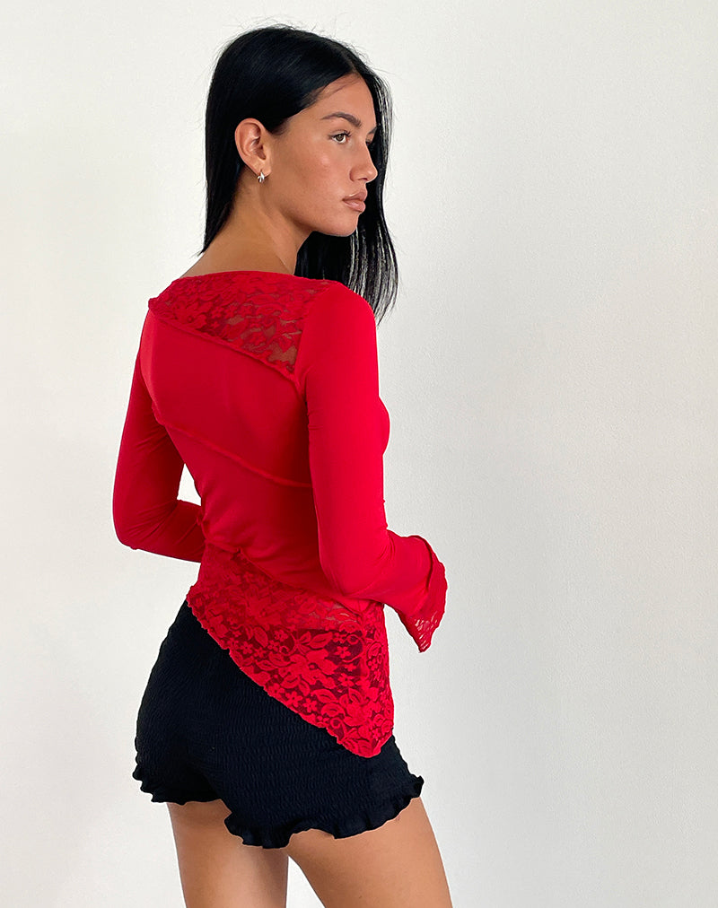 Immagine di Lucca Top a maniche lunghe in pizzo rosso