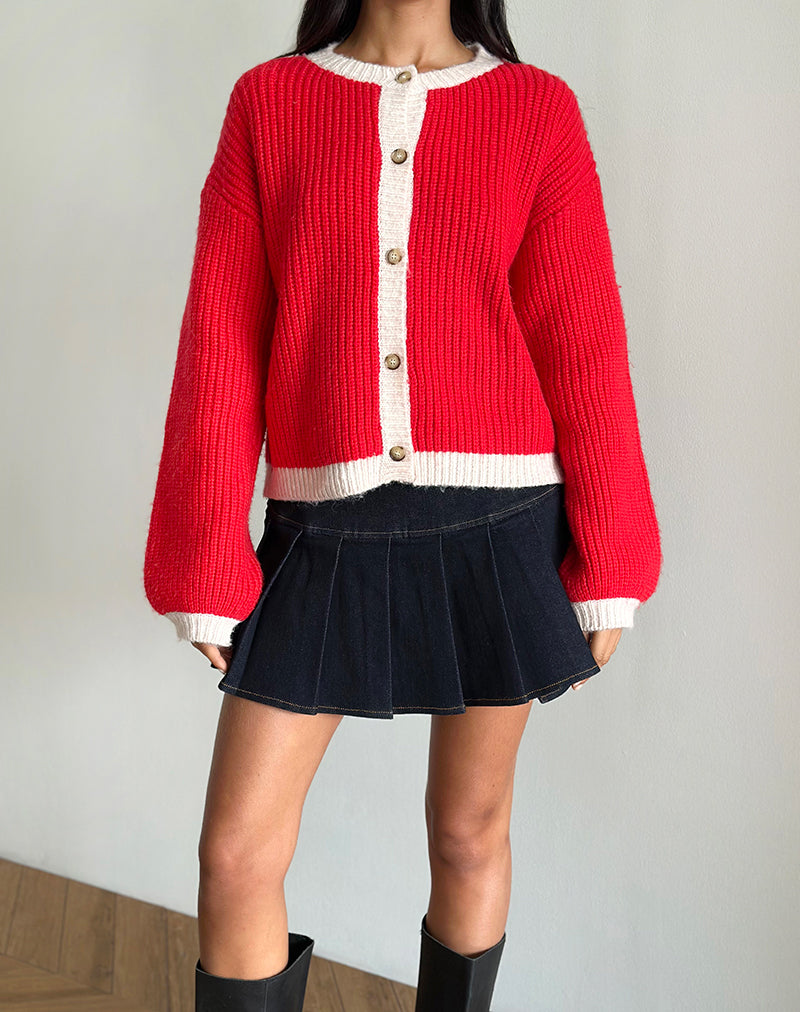 Immagine di Luciana Cardigan a contrasto in rosso e rosa