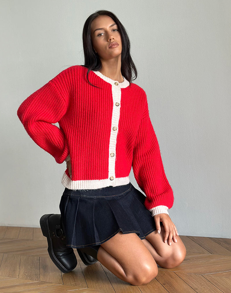 Immagine di Luciana Cardigan a contrasto in rosso e rosa