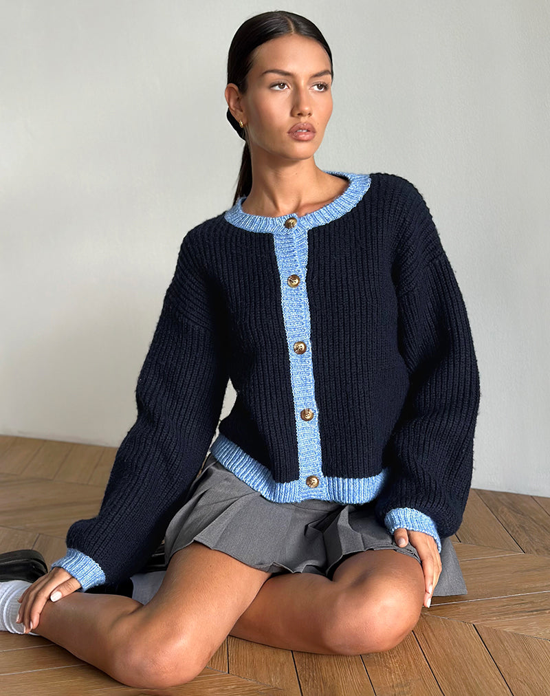 Immagine di Luciana Cardigan in contrasto Navy