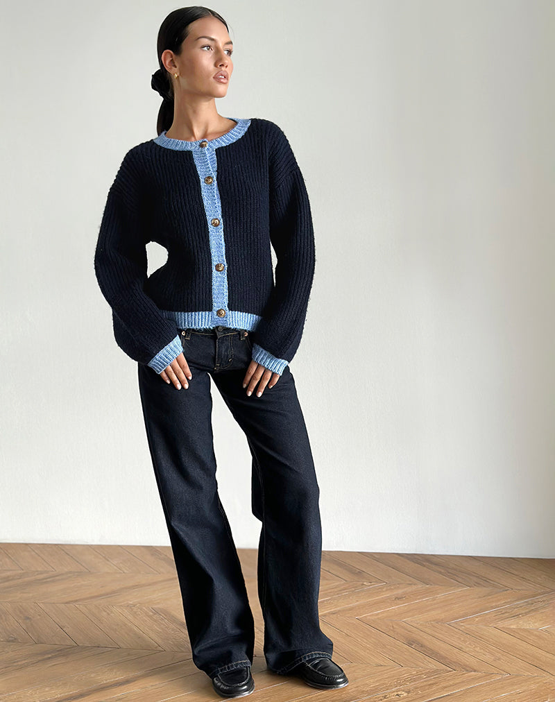 Immagine di Luciana Cardigan in contrasto Navy