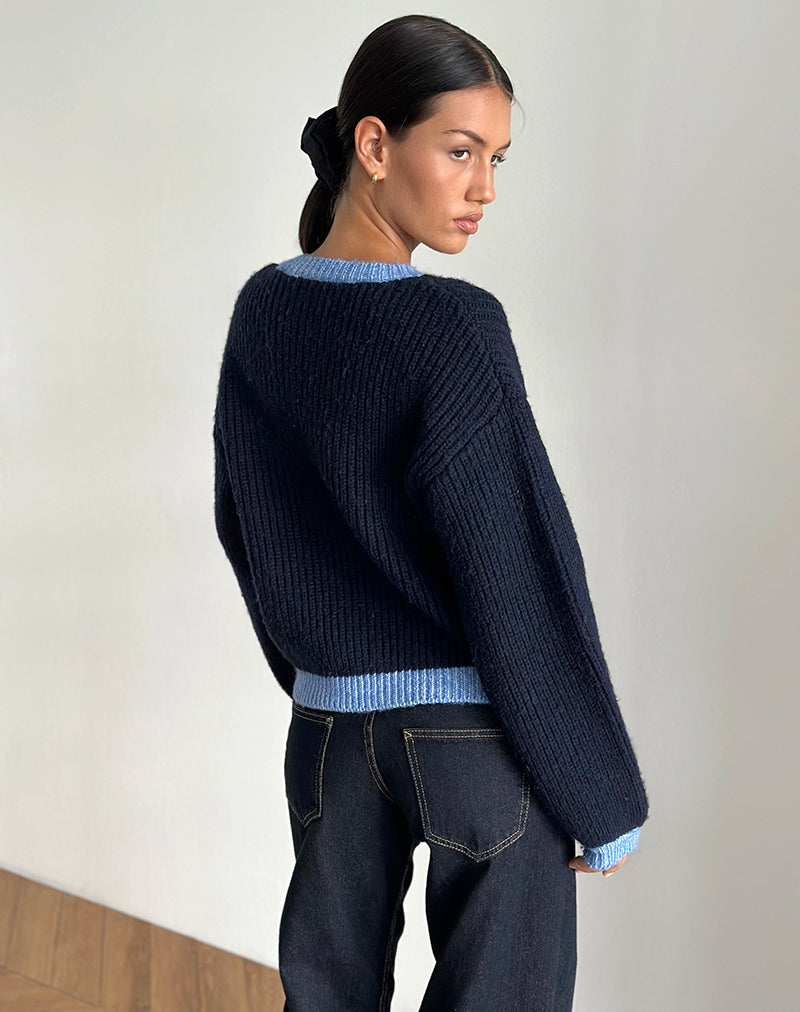 Immagine di Luciana Cardigan in contrasto Navy