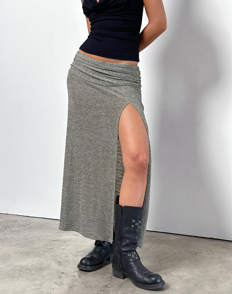 Immagine di Luciara Gonna midi in maglia glitterata Khaki