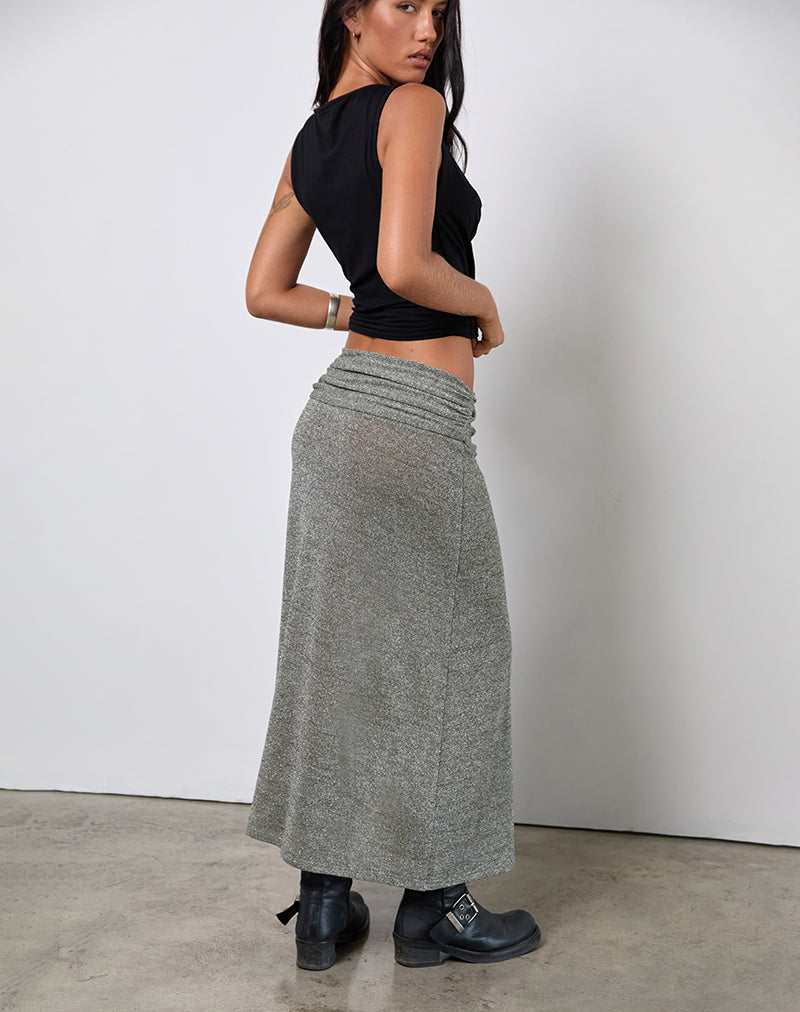 Gonna Luciara in maglia glitterata Khaki