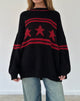 Immagine di Lulees: maglione oversize nero con stelle e strisce rosse.