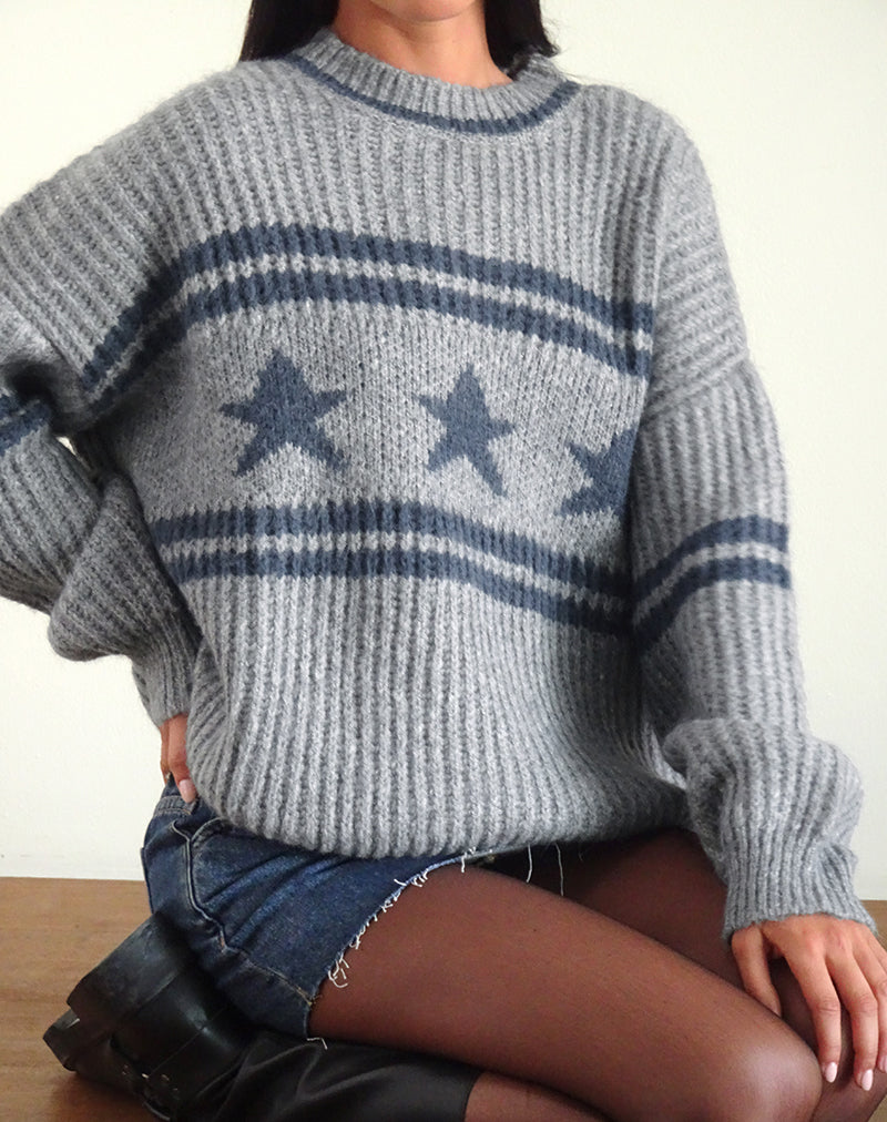 Immagine del maglione Lulees a stelle e strisce grigio