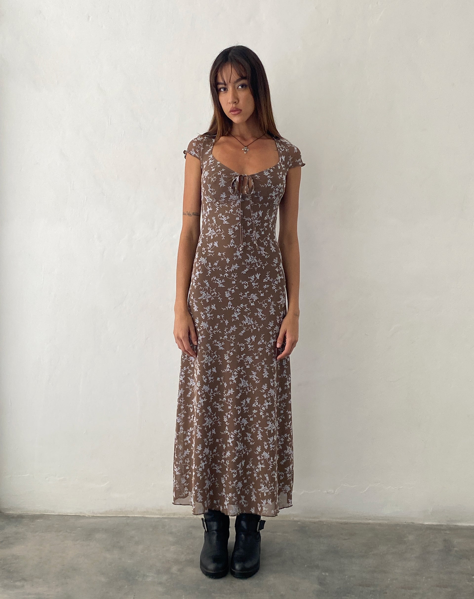 Immagine di Lunama Midi Dress in Botanist Flock Dark Taupe