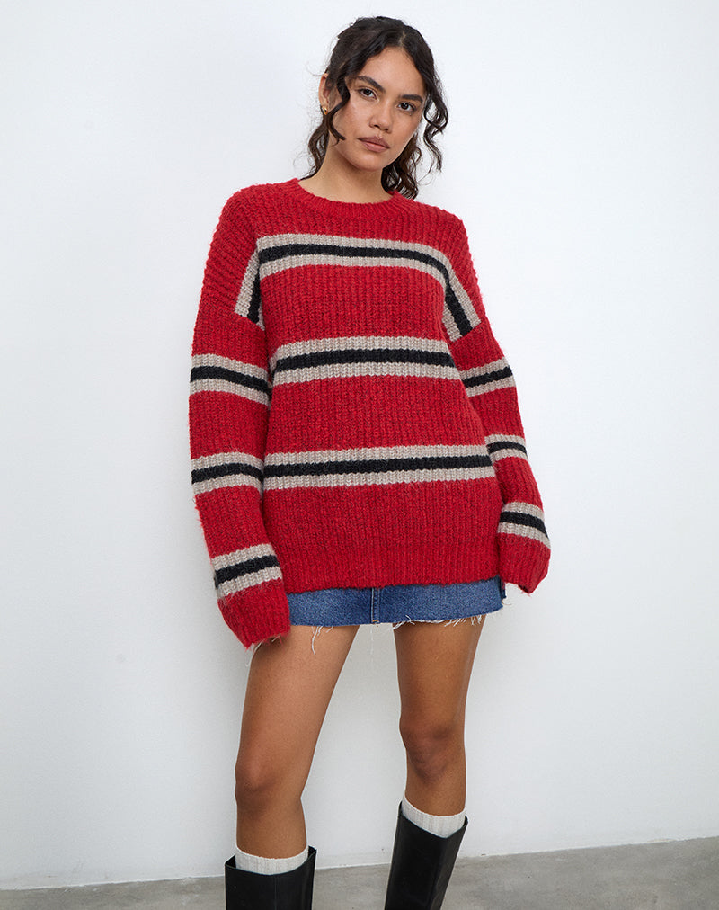 Immagine di Lunet Maglia a righe rosse e nere