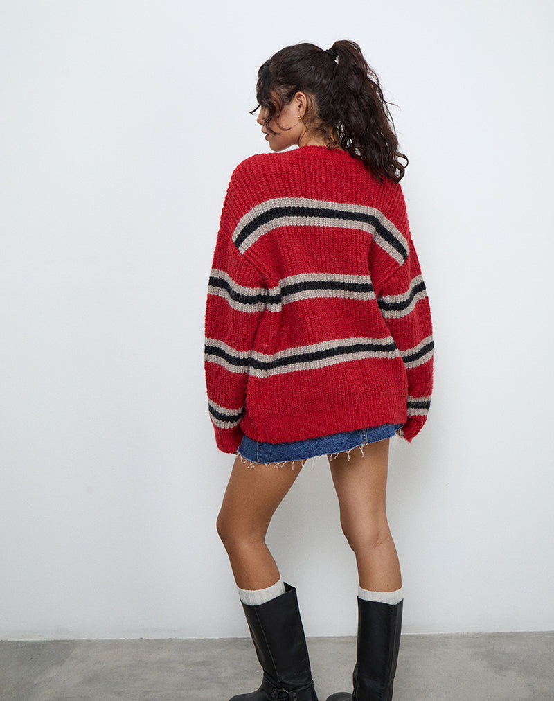Immagine di Lunet Maglia a righe rosse e nere