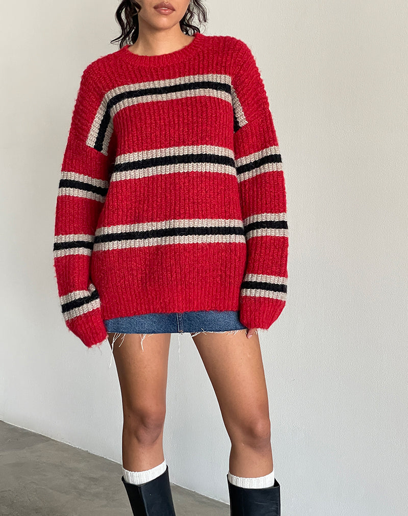 Maglia Lunet a righe rosse e nere