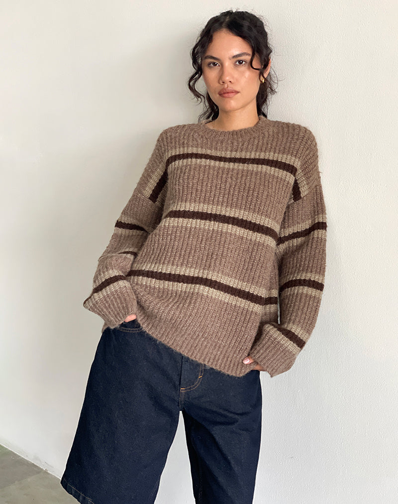 Immagine di Lunet Maglione in maglia a righe tonale marrone