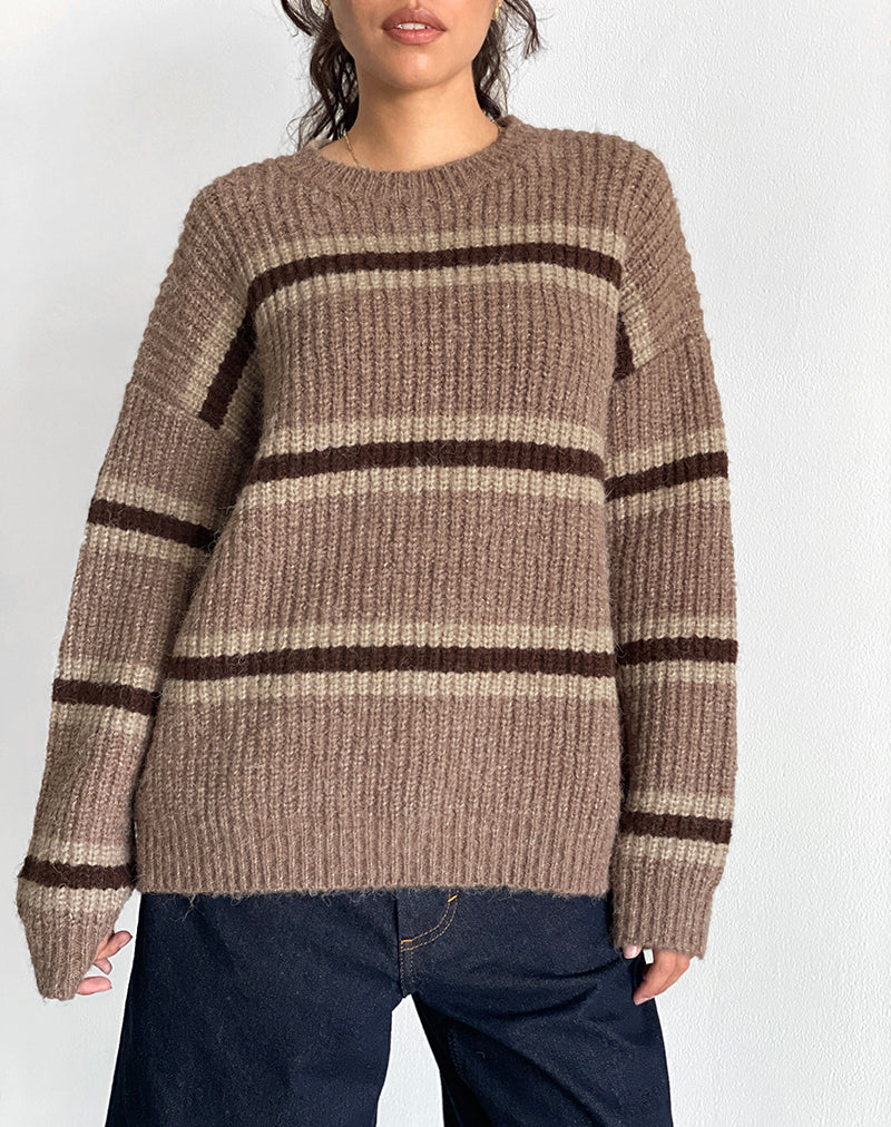 Immagine di Lunet Maglione in maglia a righe tonale marrone