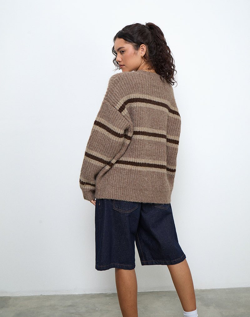 Immagine di Lunet Maglione in maglia a righe tonale marrone