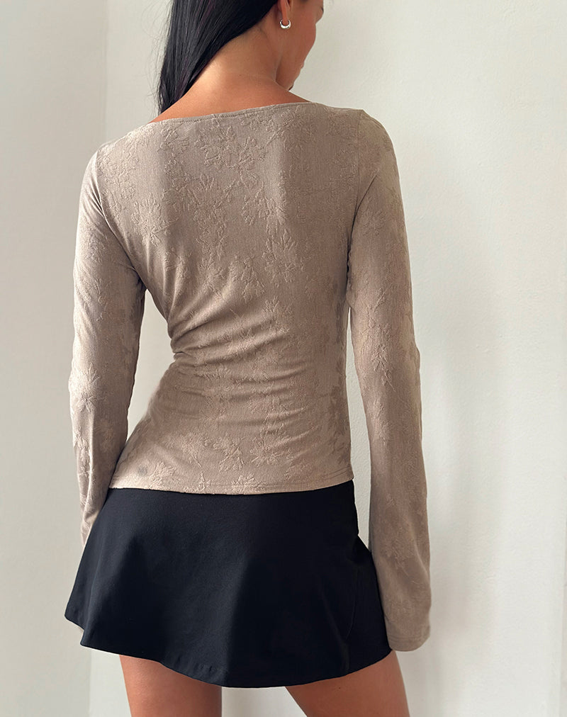 Immagine di Lunica Top in jersey a manica lunga in Jaqcuard Light Taupe