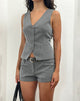 Immagine di Luno Button Front Vest Top in gessato grigio