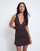 Immagine di Luscian Mini Dress Plunge in Micro Polka Marrone