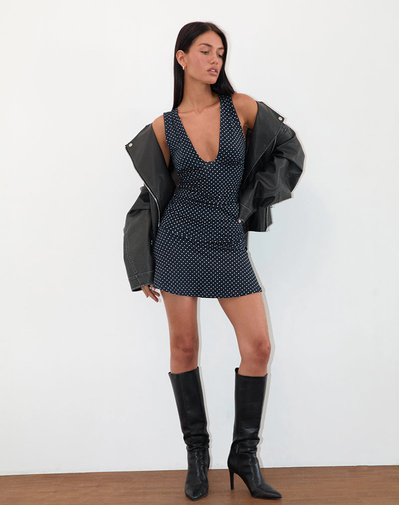 Immagine di Luscian Mini Dress in Micro Polka Navy