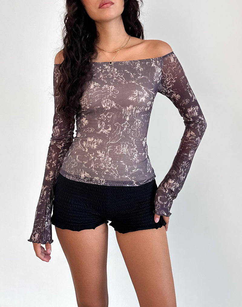 Immagine di Lutana Top in Batik Botanico Marrone