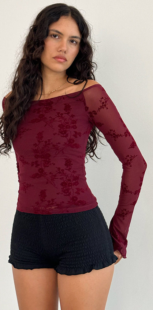 Immagine di Lutana Top in fiore botanico marrone