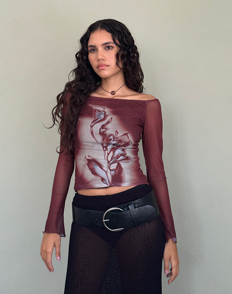 Immagine di Lutana Bardot Top in Lumen Mesh Marrone