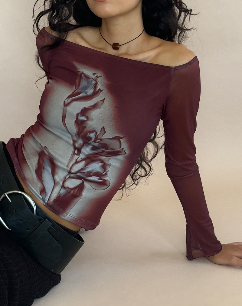 Immagine di Lutana Bardot Top in Lumen Mesh Marrone