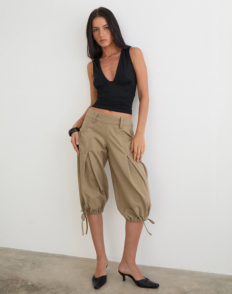 Immagine dei pantaloni cargo Capri Iria in twill kaki