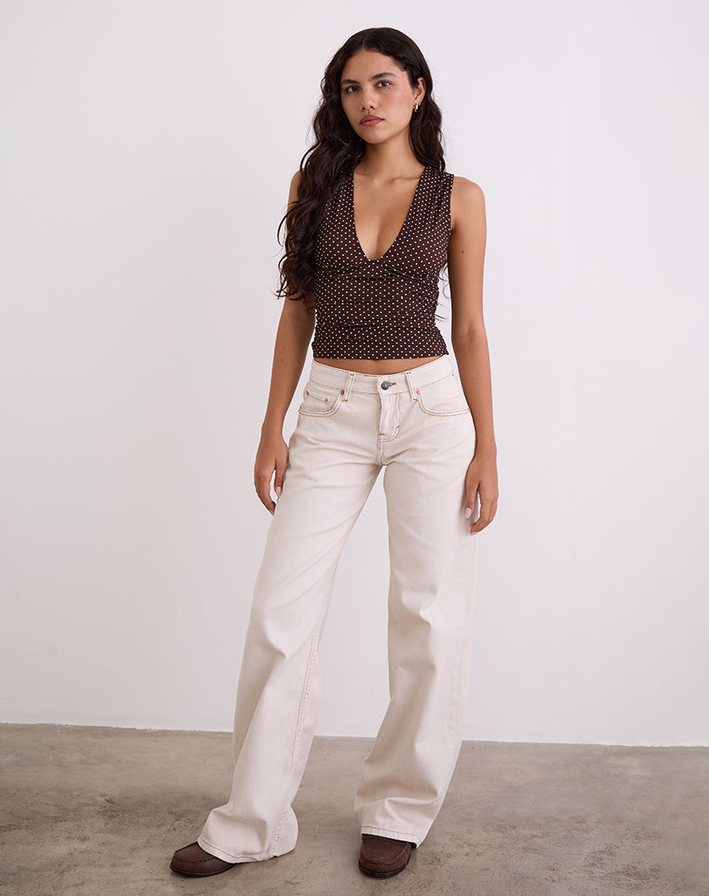 Immagine di Lycia Plunge Top in Micro Polka Brown