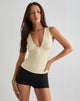 Immagine di Lycia Plunge Top in crema con stampa micro polka nera