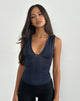 Immagine di Lycia Plunge Top in Micro Polka Navy