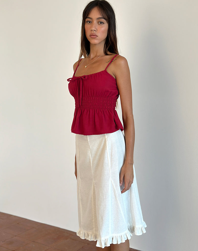 Immagine di Lyncia Tie Front Cami Top in rosso Adrenalina