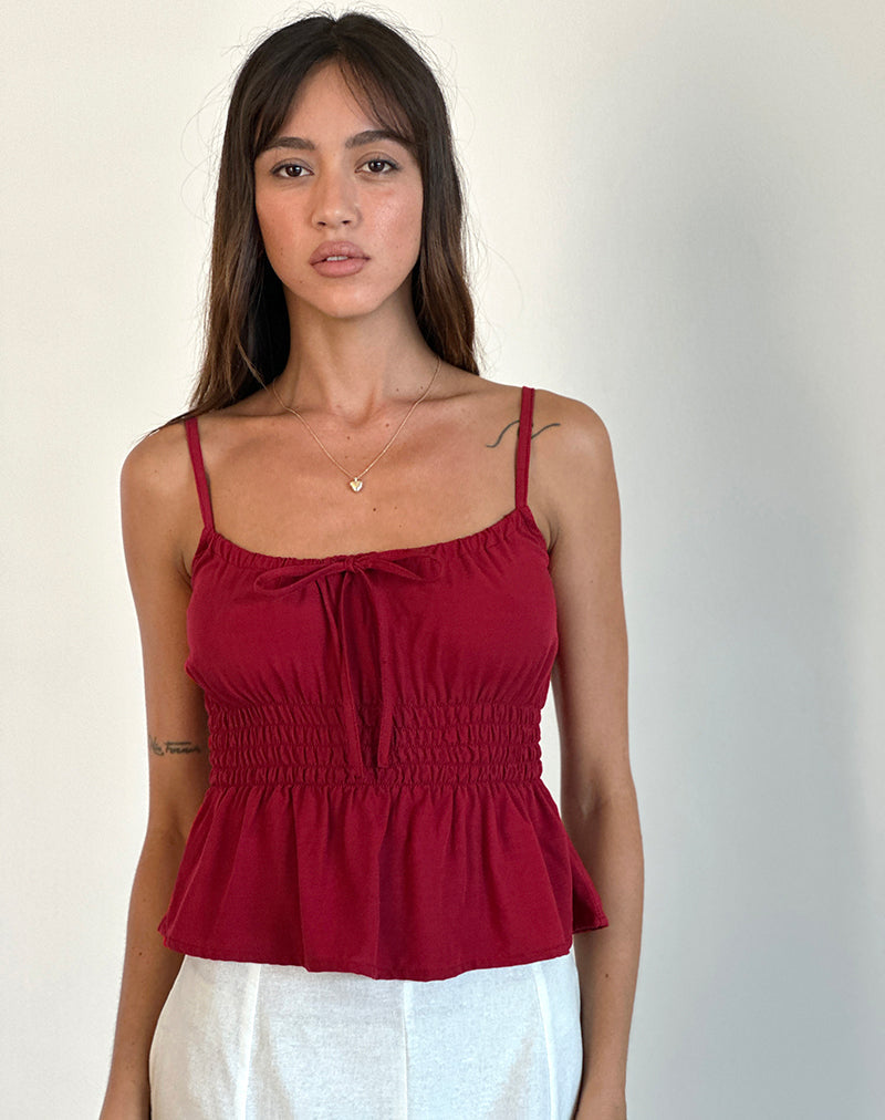 Top cami con laccetti Lyncia in rosso adrenalinico
