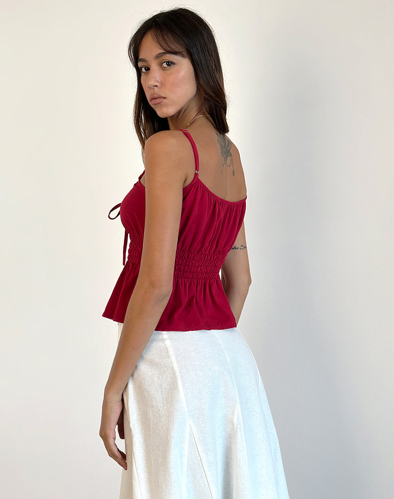 Immagine di Lyncia Tie Front Cami Top in rosso Adrenalina