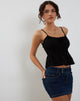 Immagine di Lyncia Tie Front Cami Top in nero